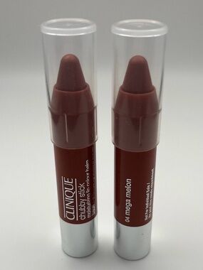 2 NWT- CLINIQUE Chubby Stick Moisturizing Lip Colour Balm- “MEGA MELON” 04